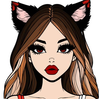 realistic girl with fox ears and realistic lips