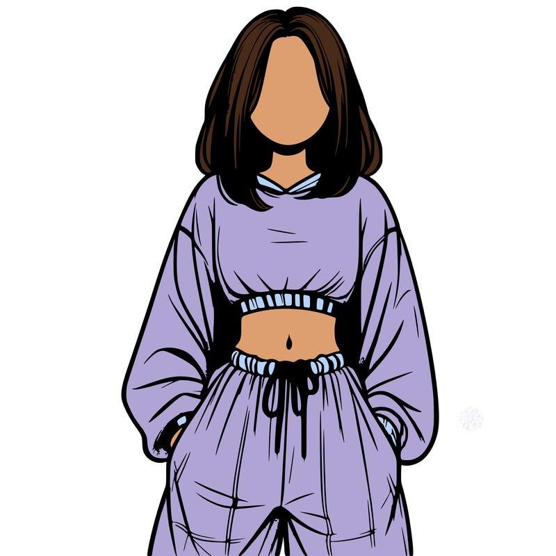 realistic girl faceless with baggy pants and a crop top