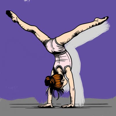 realistic gymnastic hand stand girl in four splits