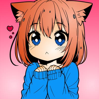 shy anime catgirl