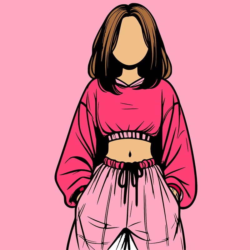 realistic girl faceless with baggy pants and a crop top
