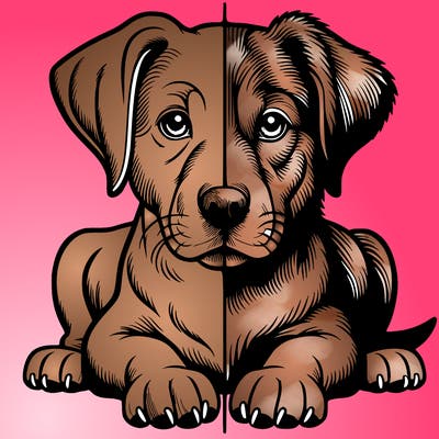 realistic dog split picture