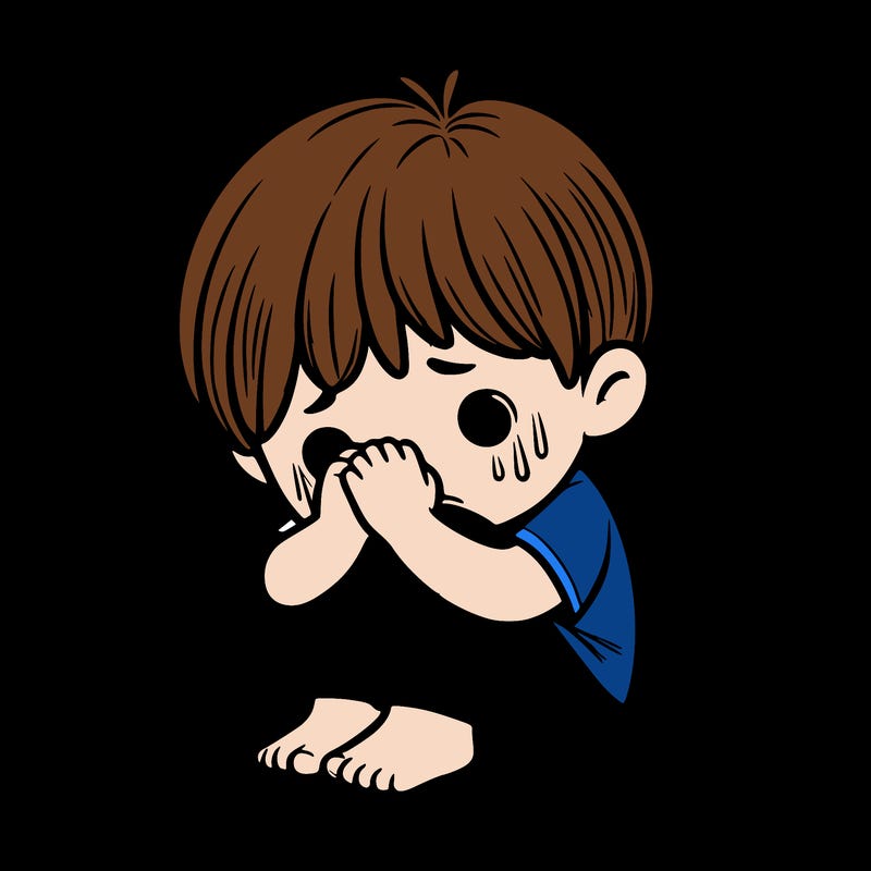 realistic child hiding from trauma