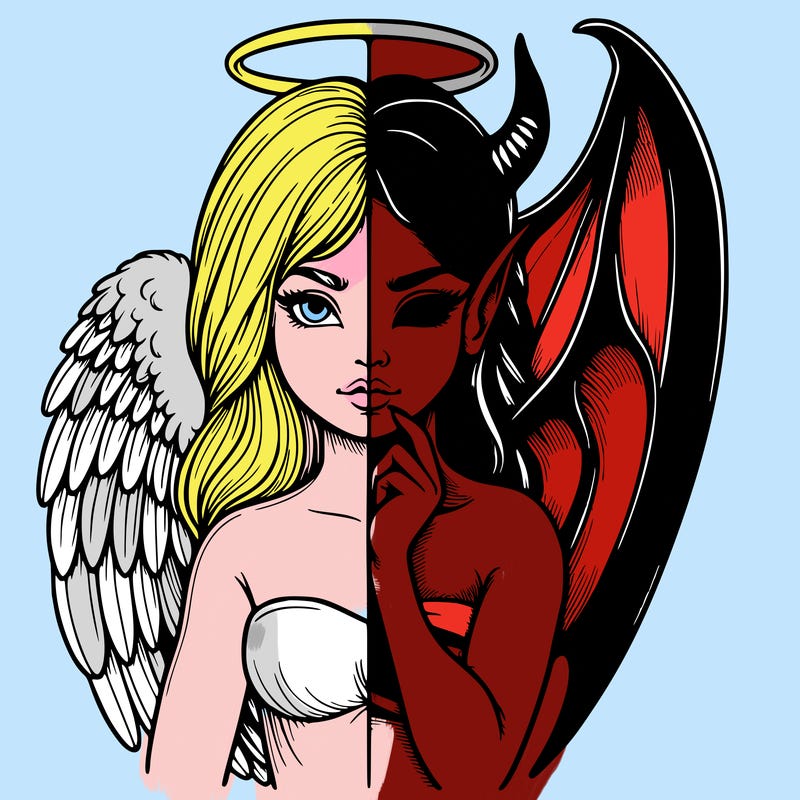 realistic angel half demon