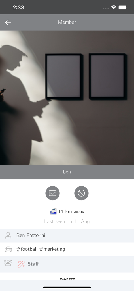 GTWCE pwd by AWS Teams - Profile page of a team member in the GT World Challenge Europe messaging app