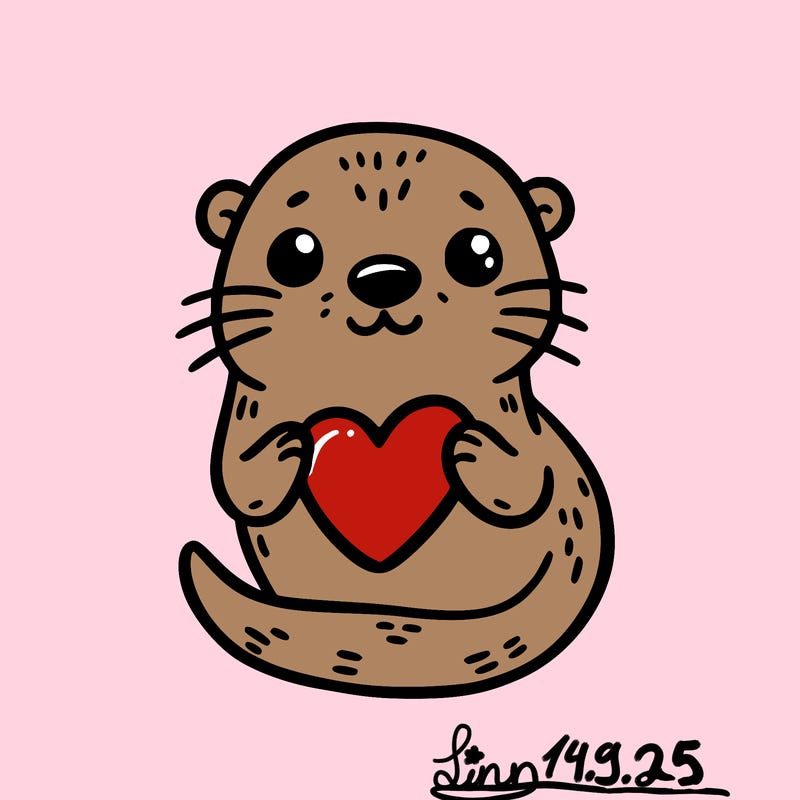 otter with a heart