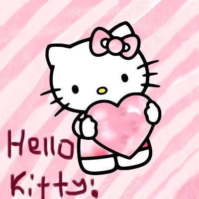 hello kitty holding a heart