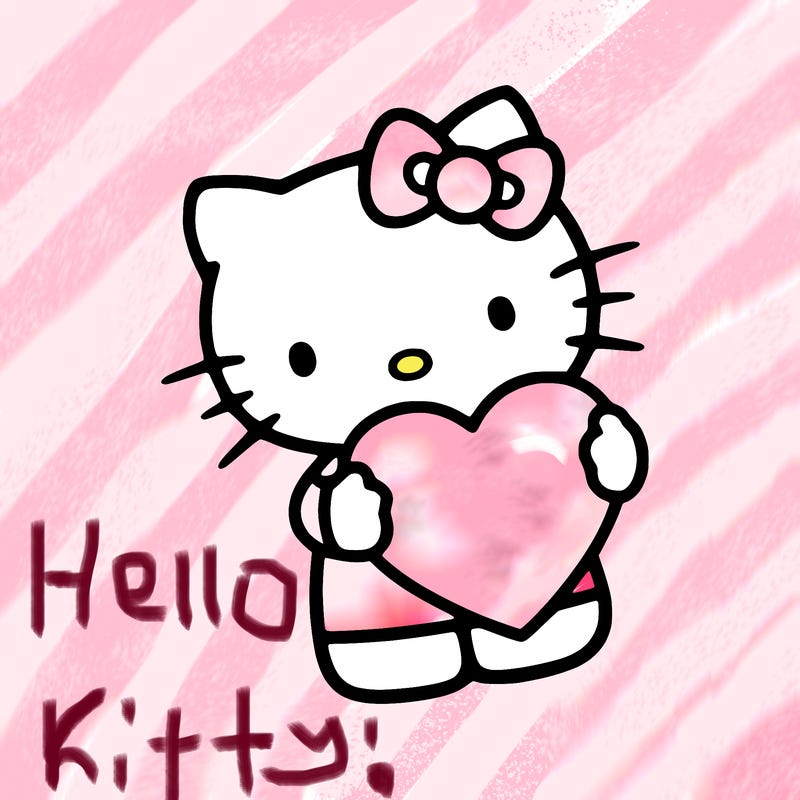 hello kitty holding a heart