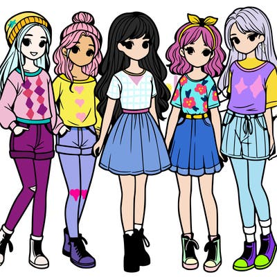 a group of five girls