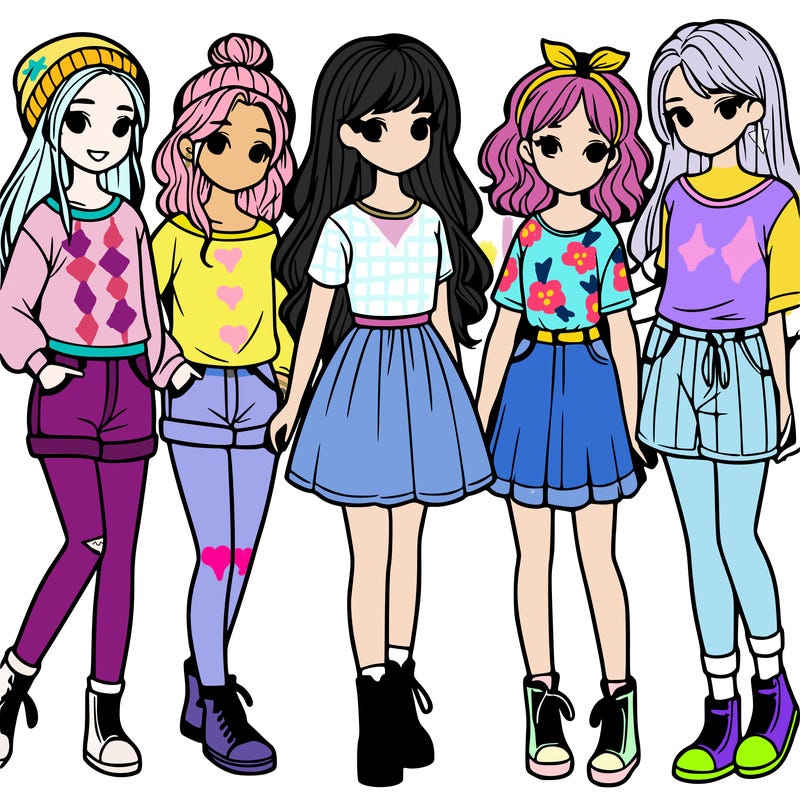 a group of five girls