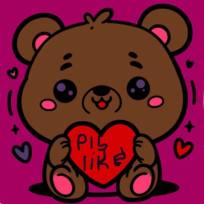 a cute bear holding a heart