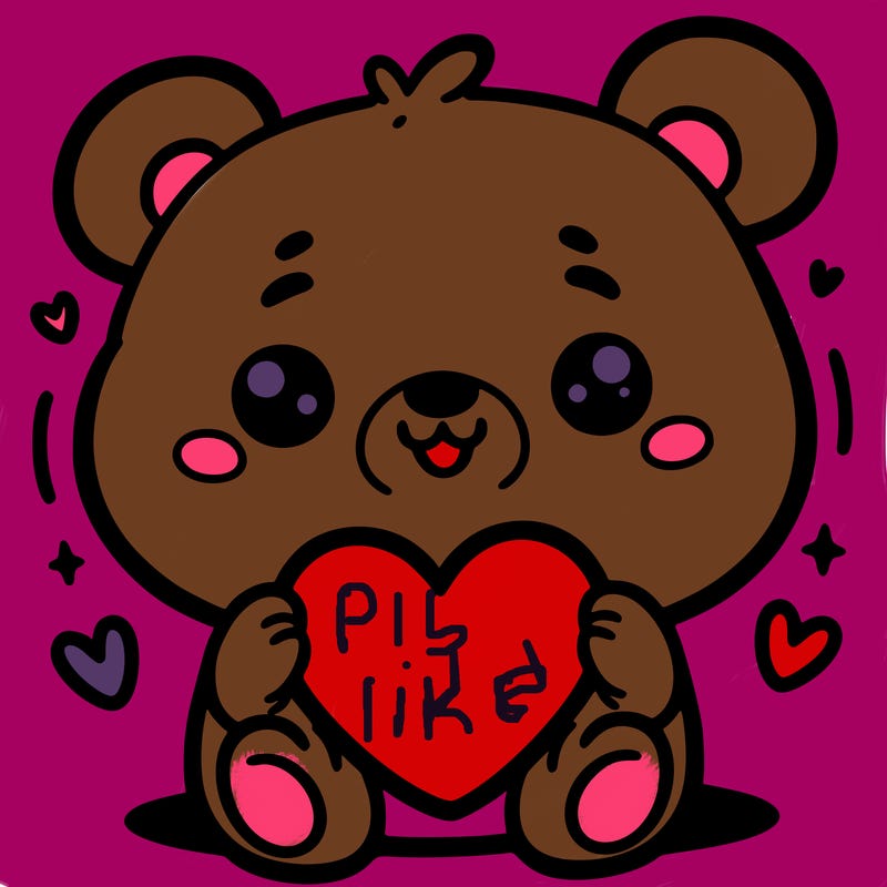 a cute bear holding a heart