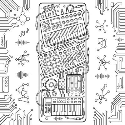 Unleash your inner producer with this detailed MIDI controllers bookmark coloring page. Celebrate the art of electronic music and create your own vibrant sonic world.