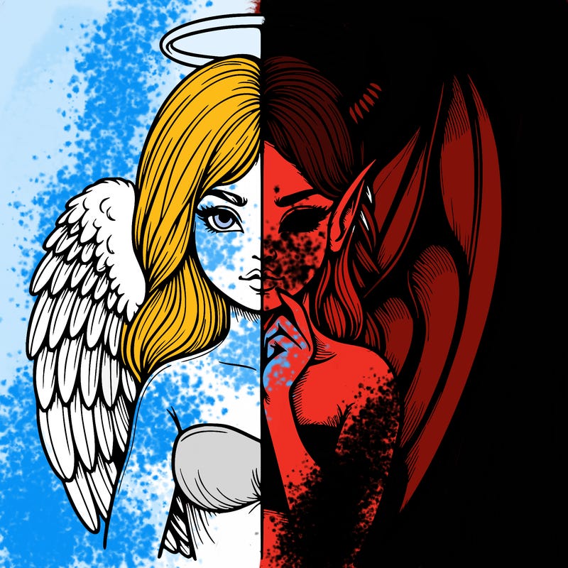 realistic angel half demon