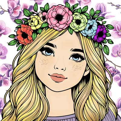 realistic girl with flower crown