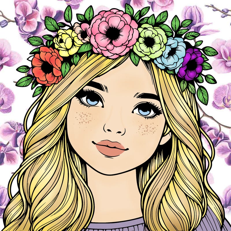 realistic girl with flower crown