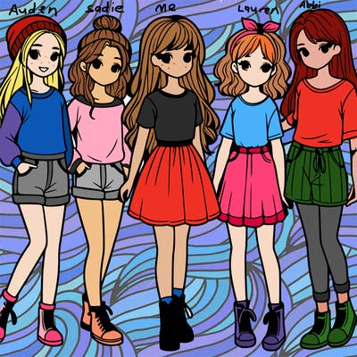 a group of five girls