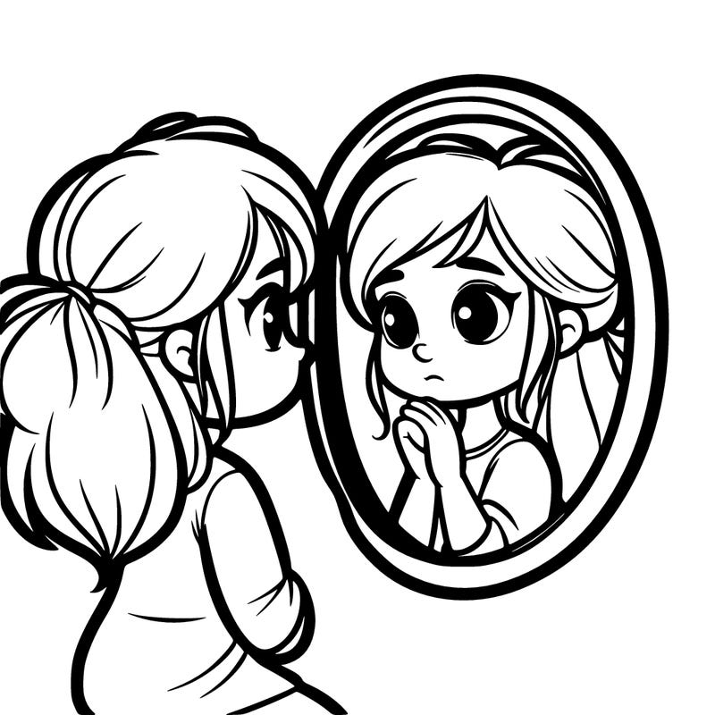 girl looking at her reflection