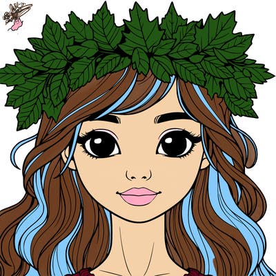realistic girl with fall leaf crown