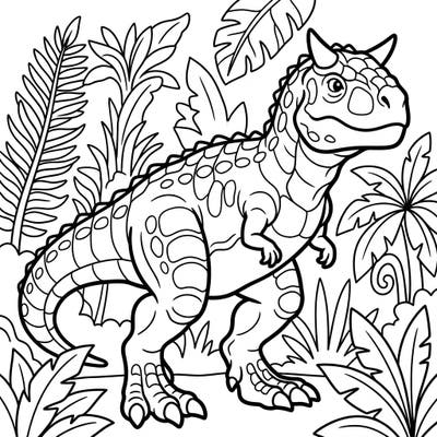 Introduce your little paleontologist to the exciting world of dinosaurs with this adorable Carnotaurus coloring page! Designed specifically for toddlers, it features bold lines and spacious areas perfect for little hands to explore color.
