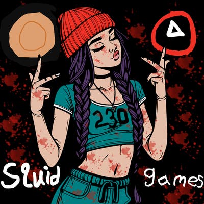 realistic teenage girl with braids and a beanie and crop top doing 🫶🏼