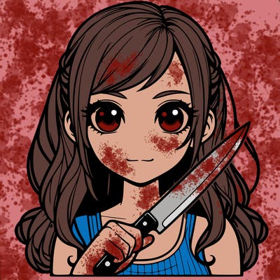 realistic girl holding a knife