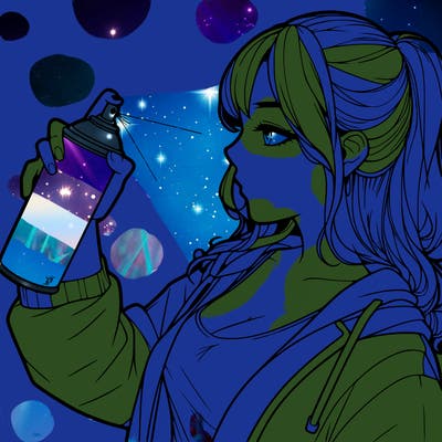 a realistic girl spray, painting