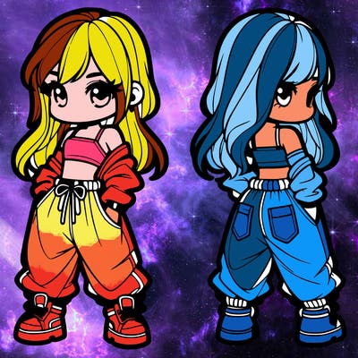 girl in crop top and baggy pants