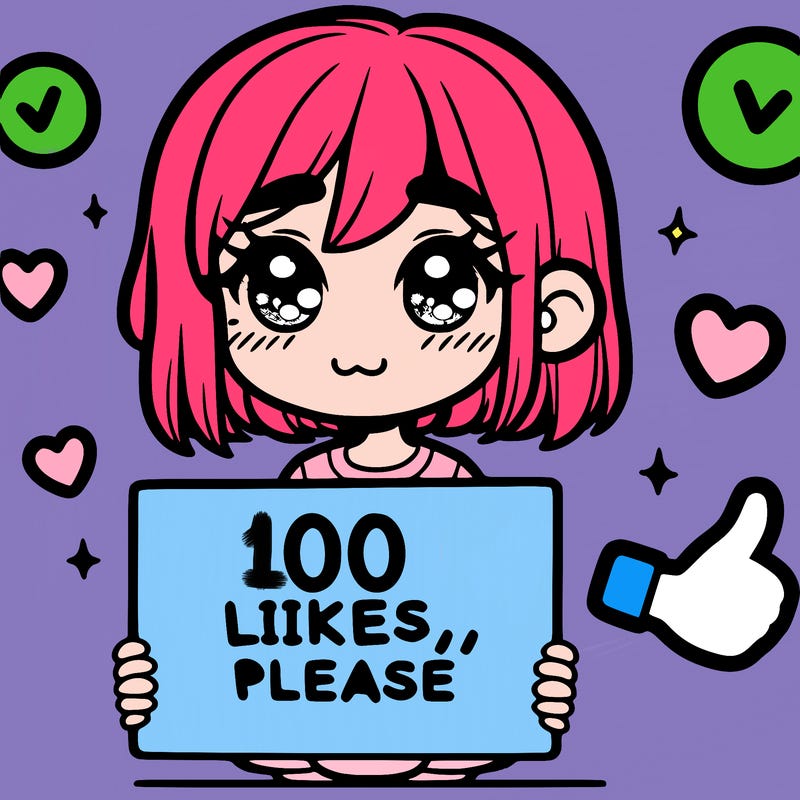 a girl with a sign saying 100 likes, please