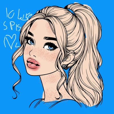 realistic girl with a ponytail on her hair and lips