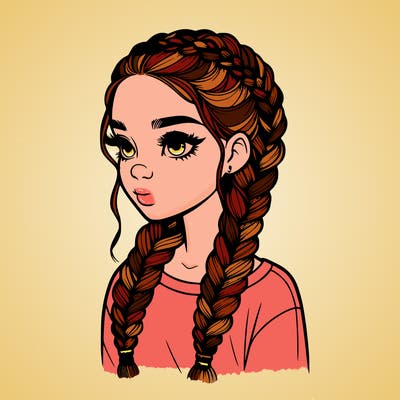 realistic girl with braids