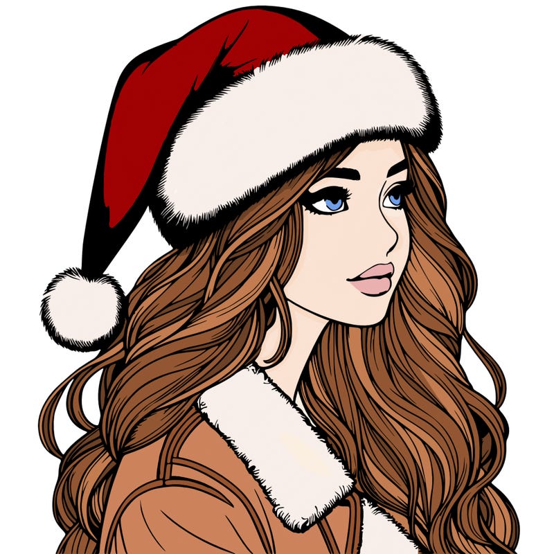 realistic girl in santa hat