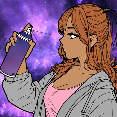 a realistic girl spray, painting