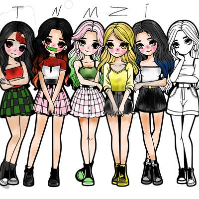 a group of girls realistic