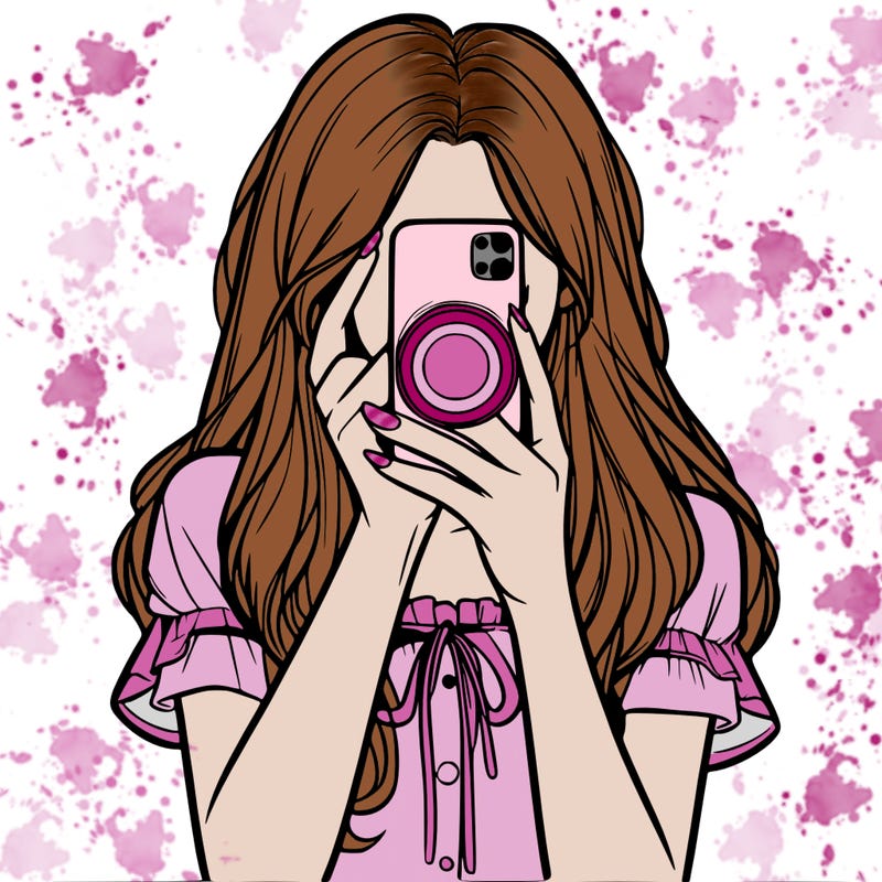 a realistic girl holding her phone taking pictures