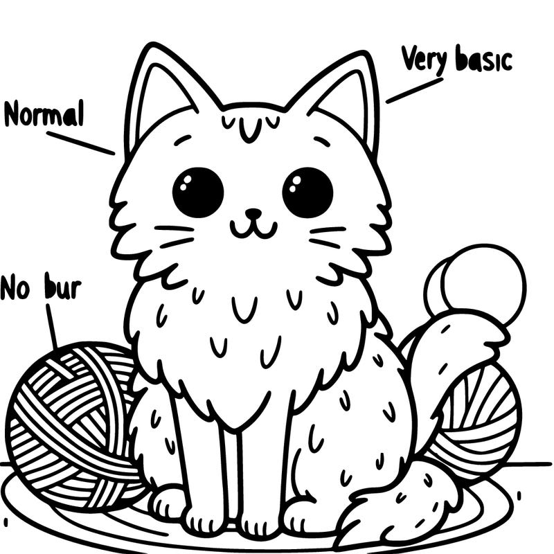 normal cute cat very basic ball of yarn in the background with cat toys in the background nothing on its fur