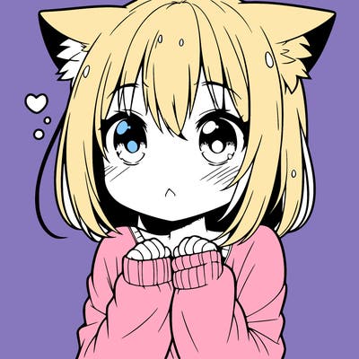 shy anime catgirl
