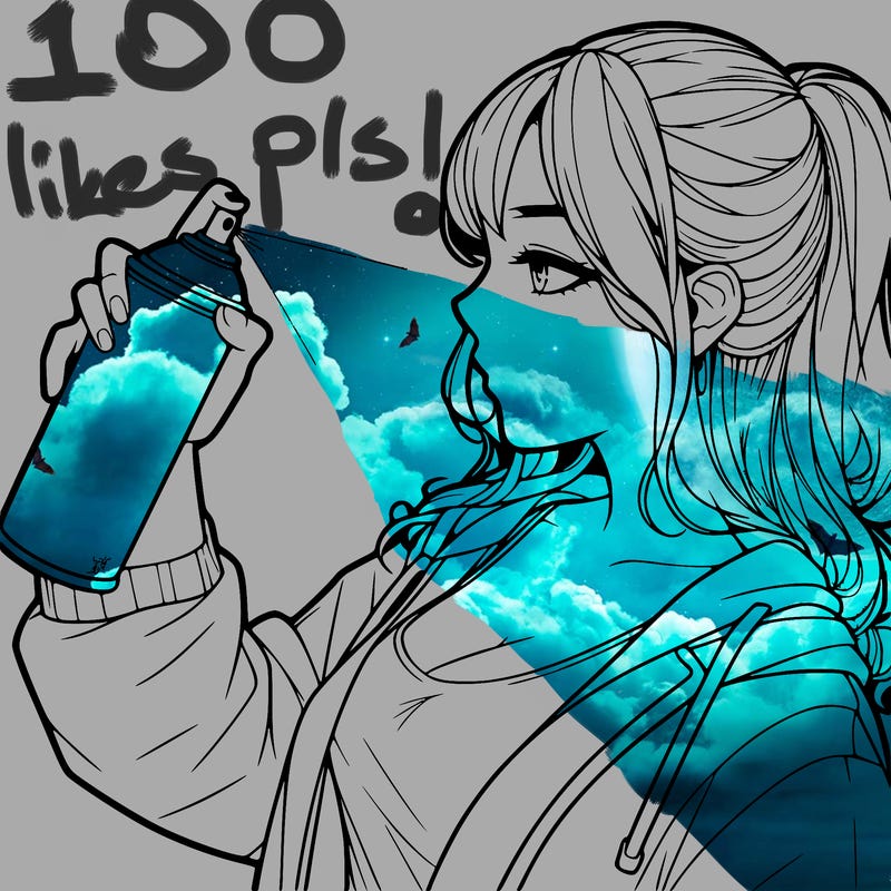 a realistic girl spray, painting