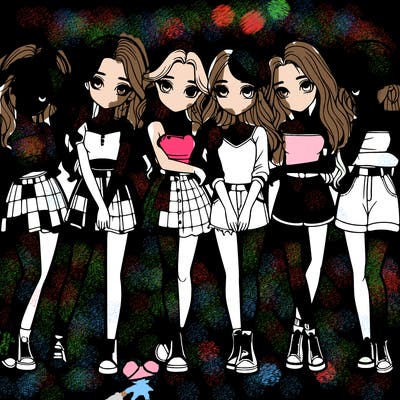 a group of girls realistic