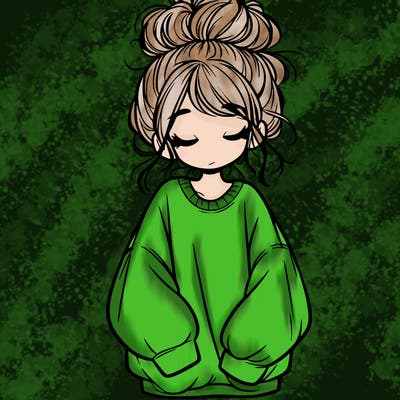 girl with baggy sweatshirt and messy bun