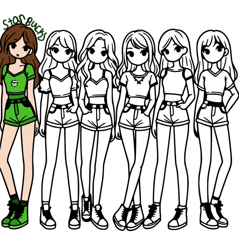 a group of girls wearing crop tops and shorts