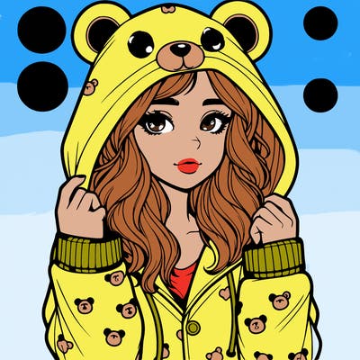realistic girl in a animal pjs hoodie