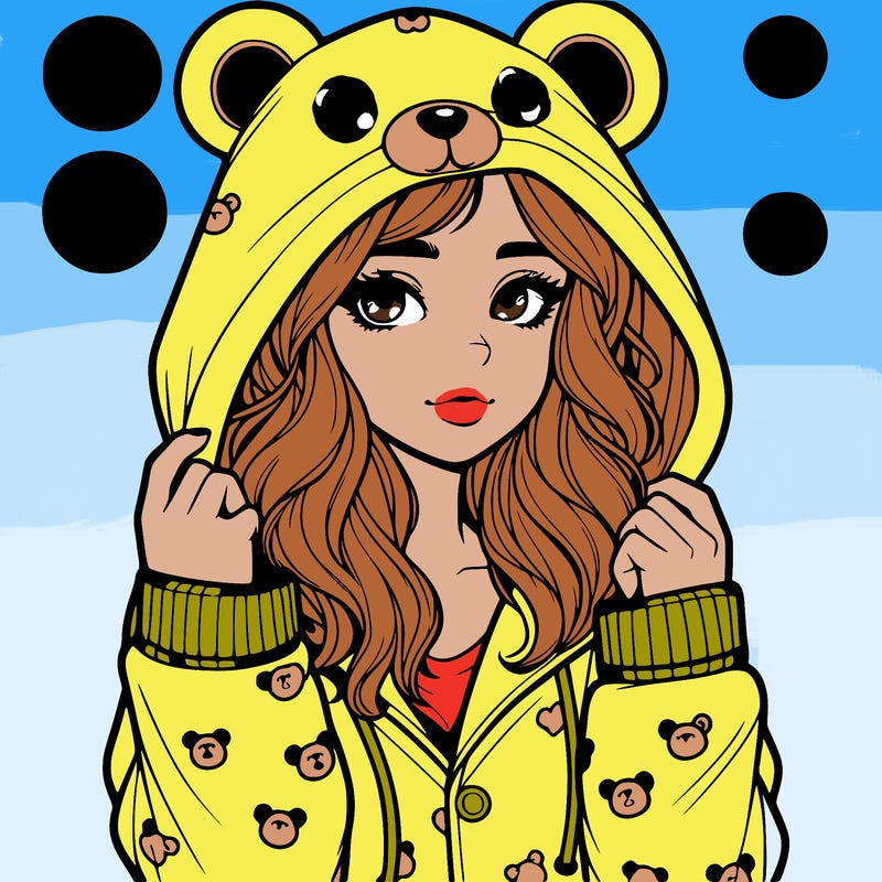realistic girl in a animal pjs hoodie