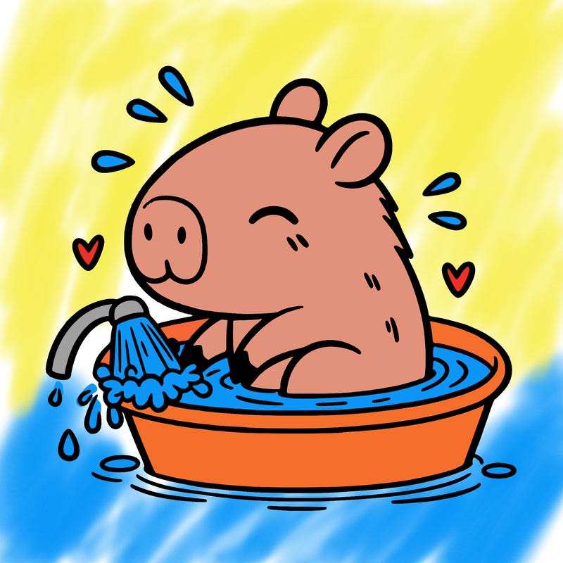 capybara taking a bath