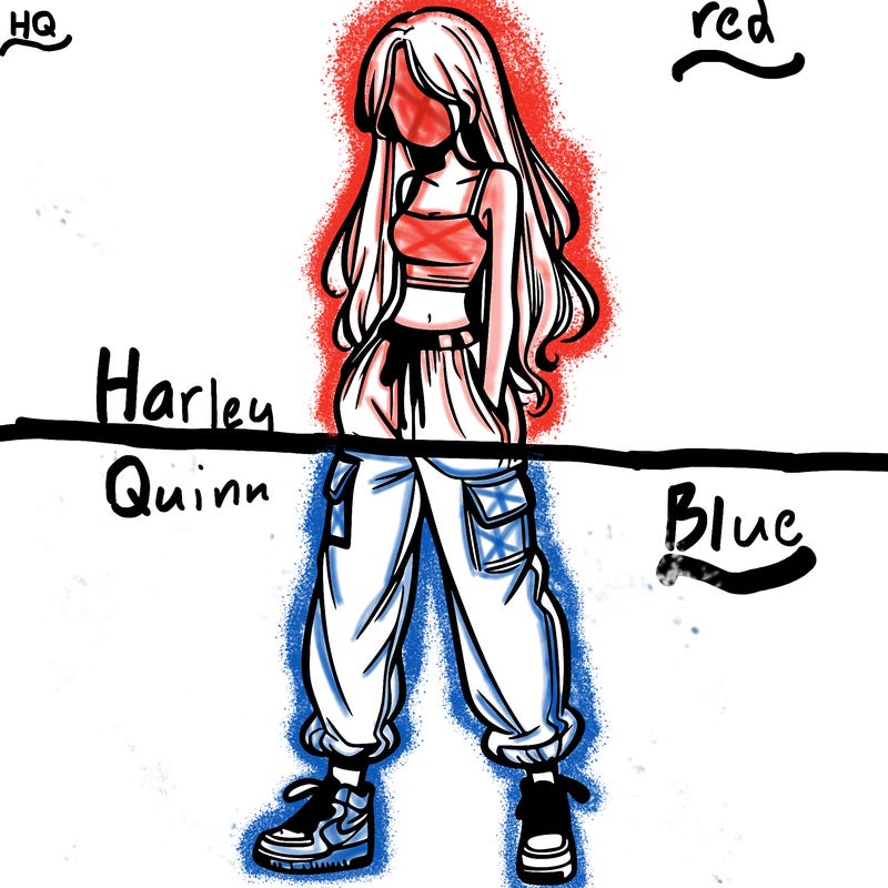 girl in baggy pants crop top and long hair