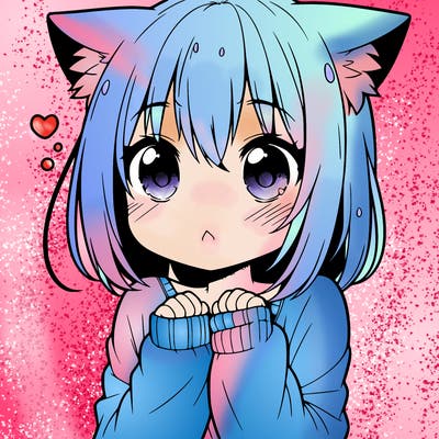 shy anime catgirl