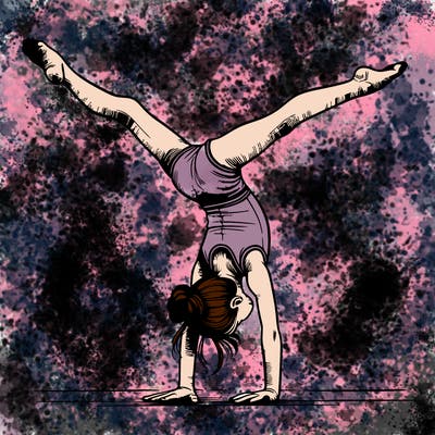 realistic gymnastic hand stand girl in four splits