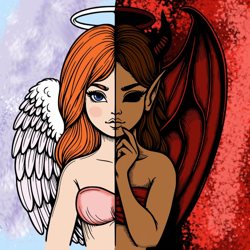 realistic angel half demon