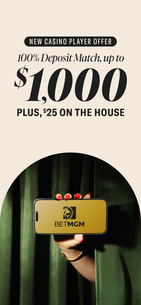BetMGM Casino new player welcome offer featuring a 1000 dollar deposit match and 25 dollar bonus