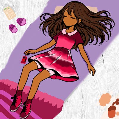 realistic girl floating